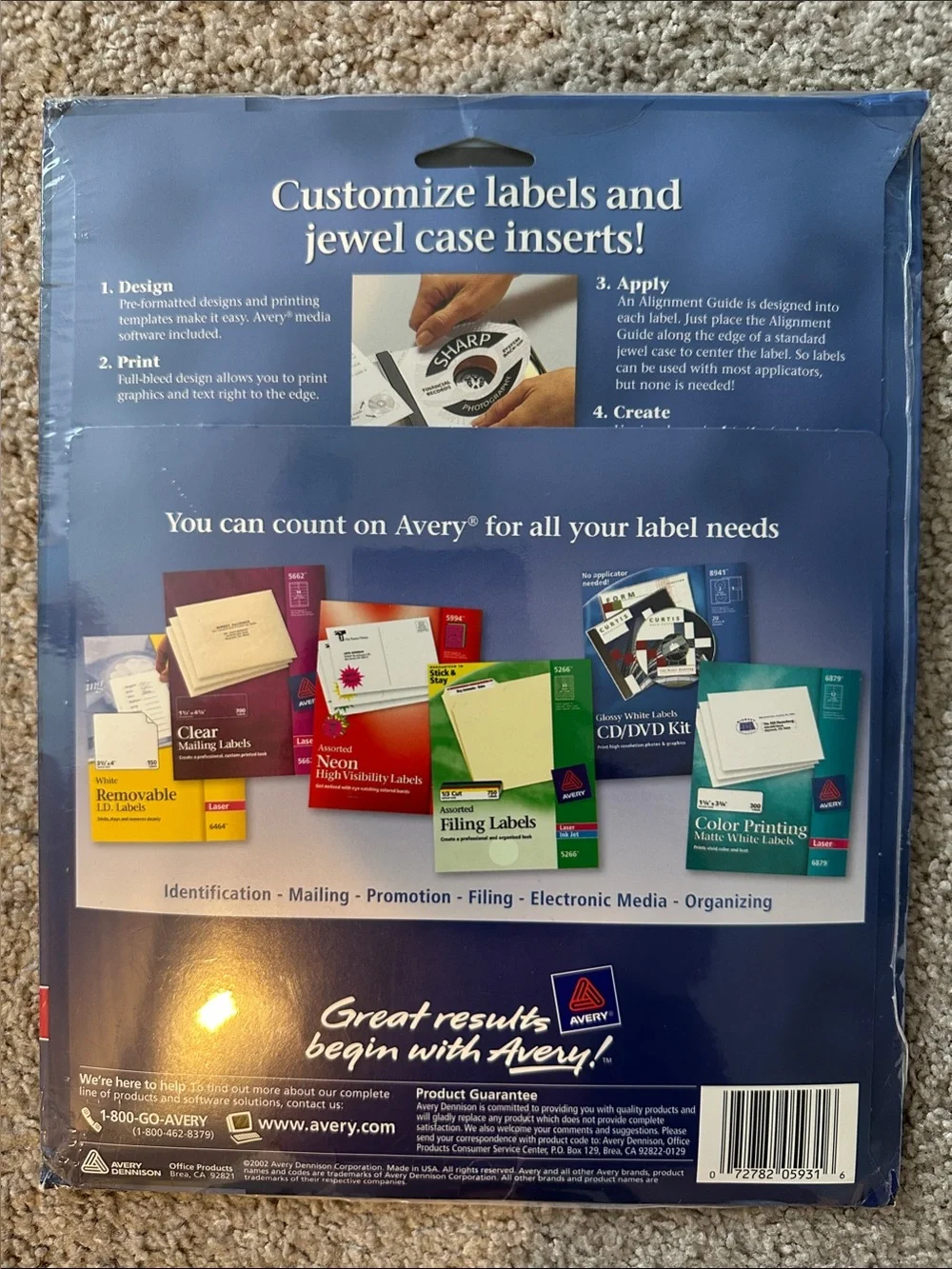 NWT Avery 5931 Removable White CD/DVD Labels